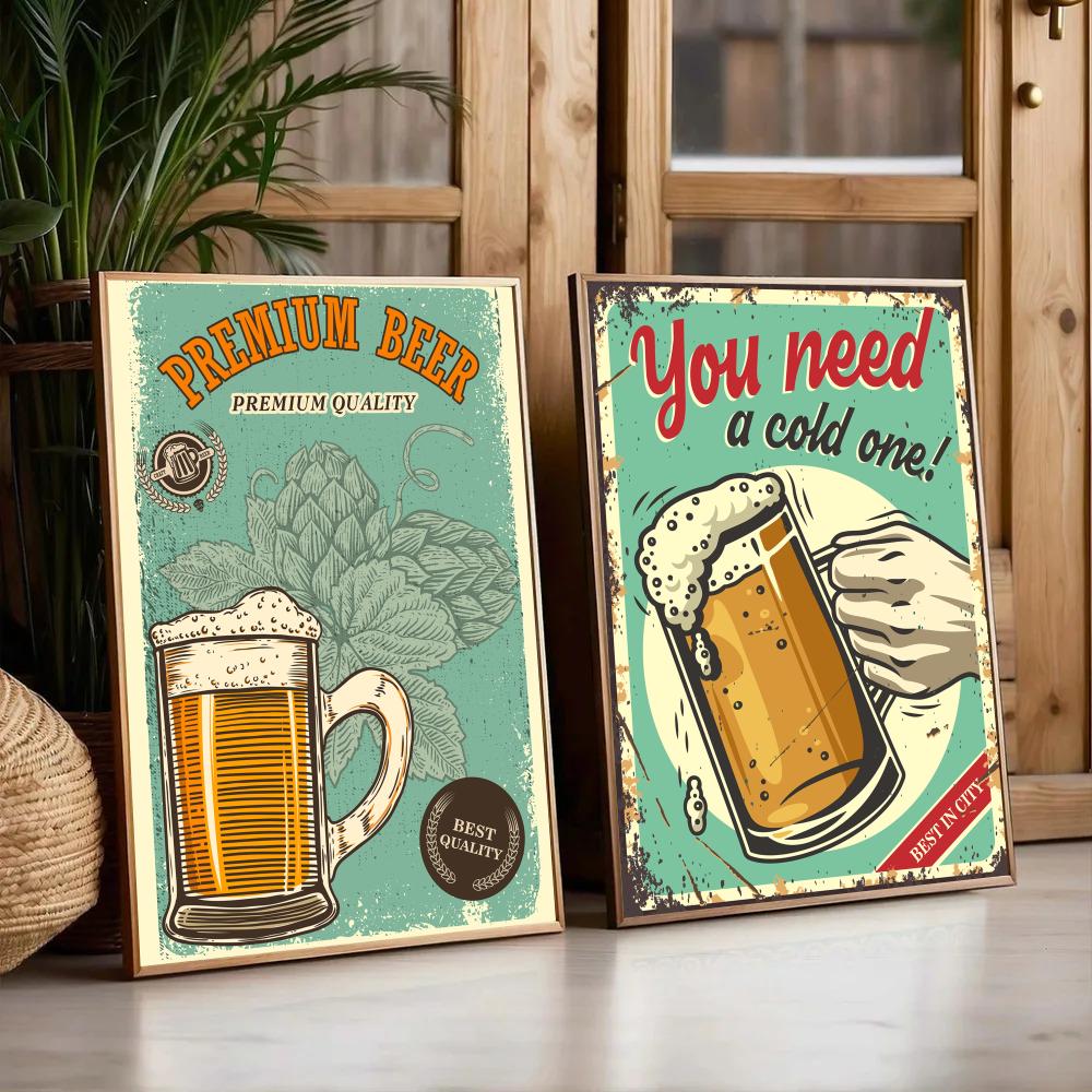 맥주 와인 복고풍 스타일 그림 서예 주름 방지 캔버스  - Wine Beer Photo 리뷰 및 가격