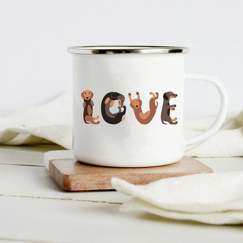 재미 있은 닥스 훈트 인쇄 크리 에이 티브 에나멜 머그 - Wine Beer Juice 리뷰 및 가격